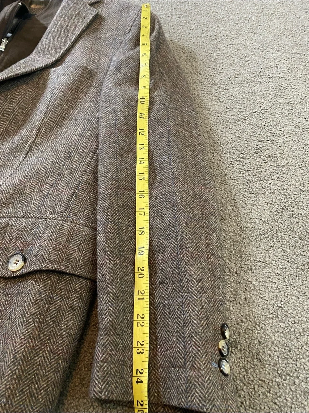 Barutti Blazer Sports Coat 100 Virgin Wool Removable Zip Lining 36S Herringbone
